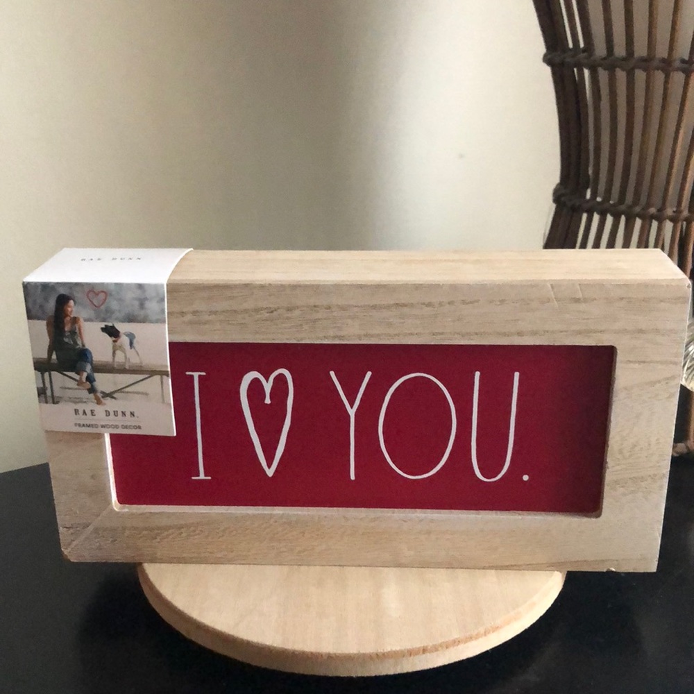 RAE Dunn Framed I LOVE YOU Wooden Desktop Decor Sign